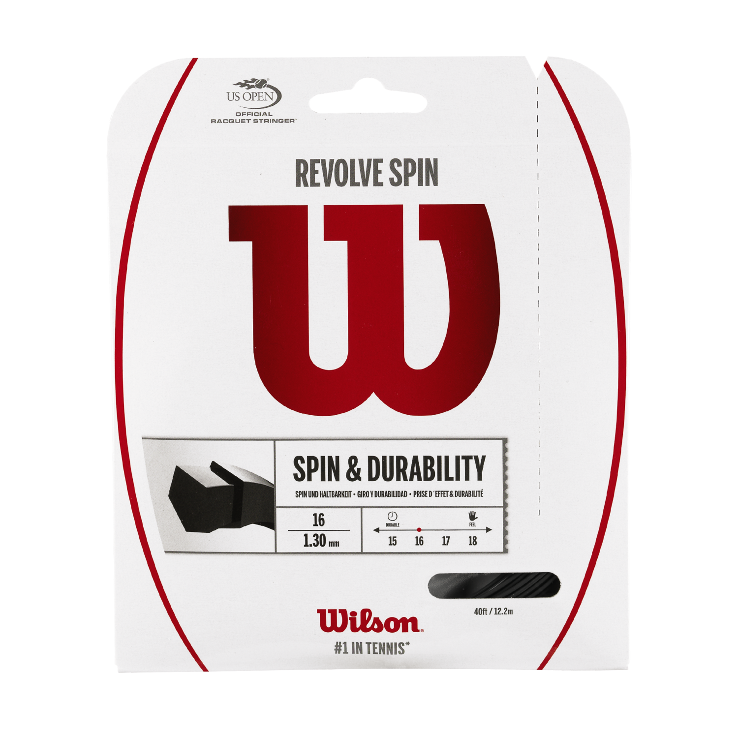 Wilson Revolve Spin 16 Tennis String Set - Black