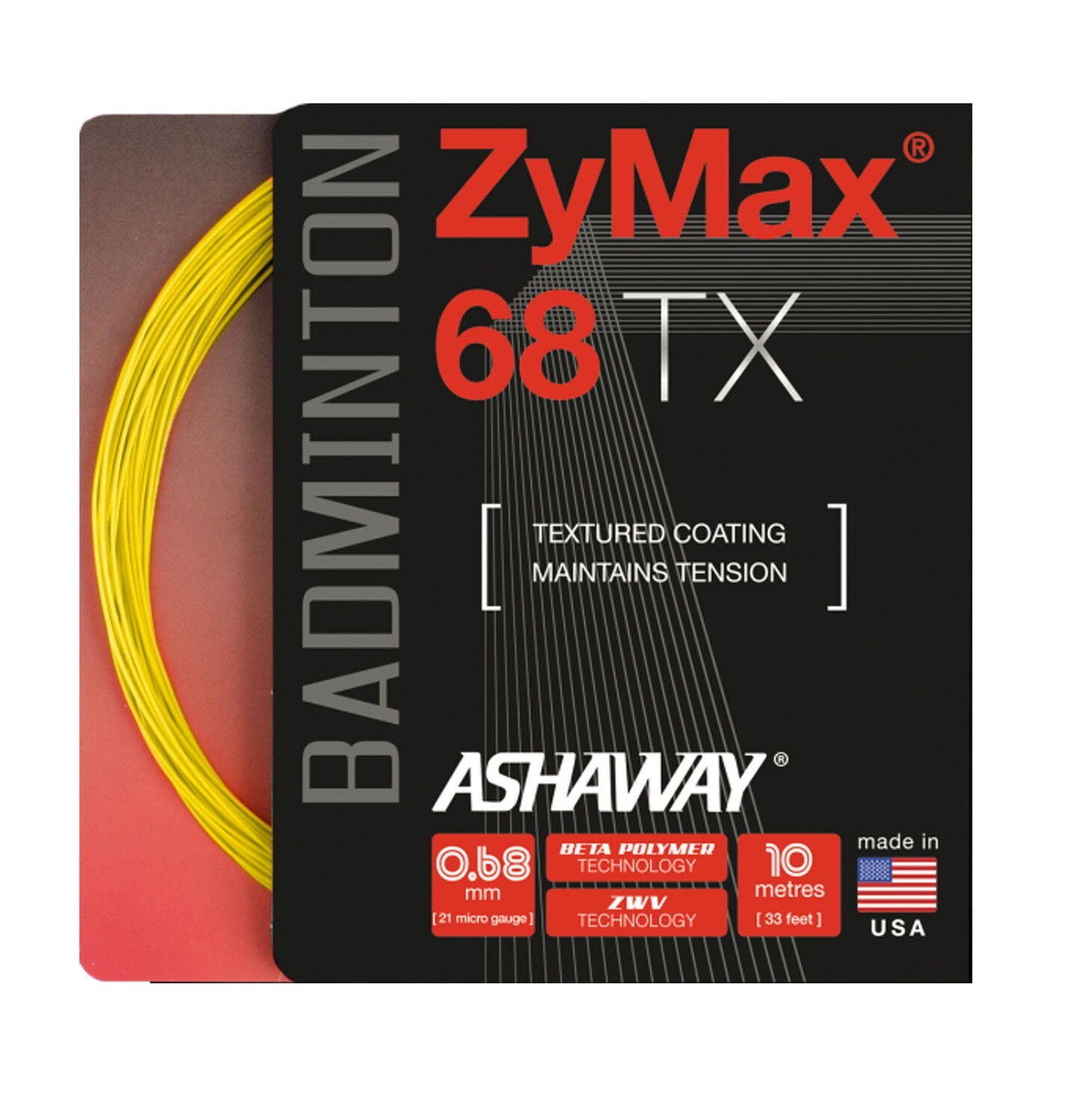Ashaway Zymax 68 TX Badminton String Set - Yellow