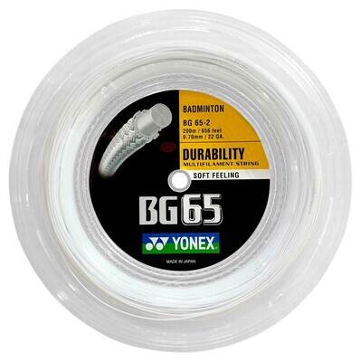 Yonex BG65 Badminton String - 200m Reel White