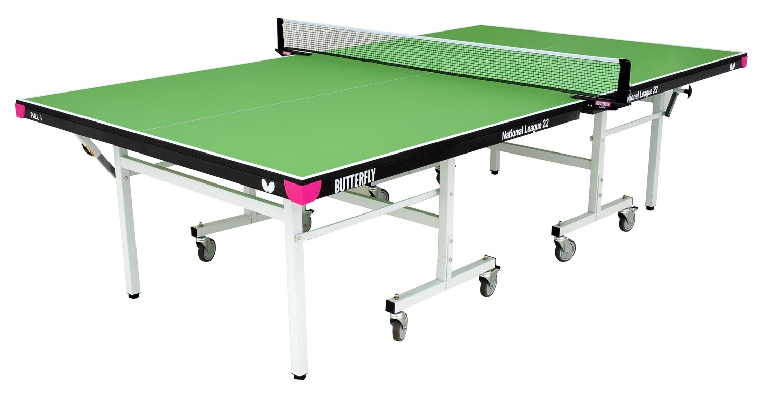 Butterfly National League 22 Rollaway Table Tennis Table, Colour: Green