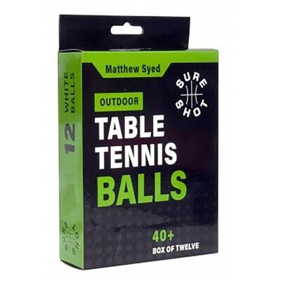 Sure Shot Matthew Syed Outdoor Table Tennis Balls - Pack of 12