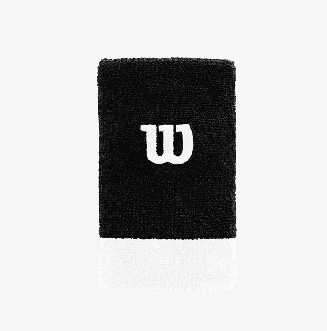 Wilson Extra Wide W Wristbands Pair - Black/White