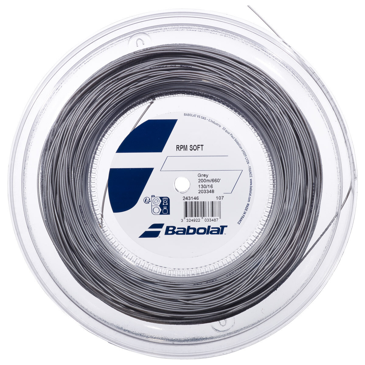 Babolat RPM Soft Tennis String 200m Reel - Grey