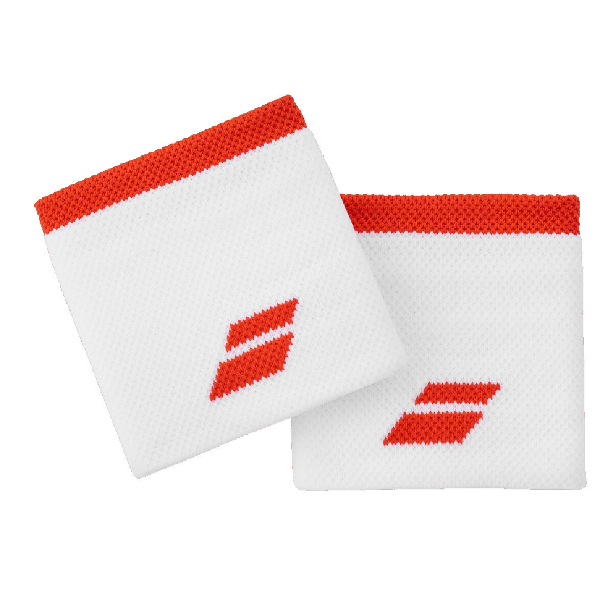 Babolat Logo Wristbands Pair - White/Fiesta Red