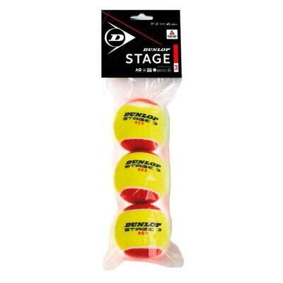 Dunlop Stage 3 Mini Red Tennis Balls - 3 Ball Pack