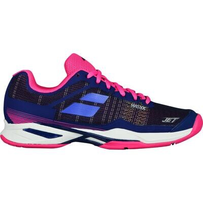 Babolat Jet Mach l All Court Women&#39;s Tennis Shoes - Estate Blue/Fandango Pink