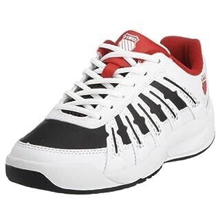 K Swiss Optim Junior Tennis Shoes - White/Black/Red