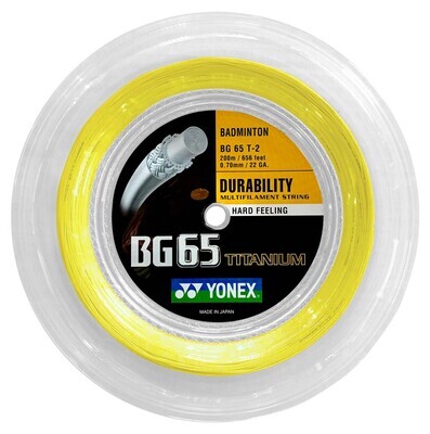 Yonex BG65ti Badminton String 200m Reel - Yellow