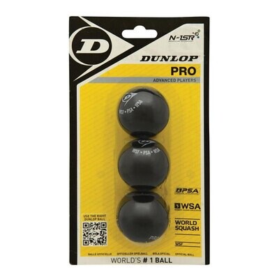 Dunlop Pro Squash Ball Double Yellow Dot - Pack of 3