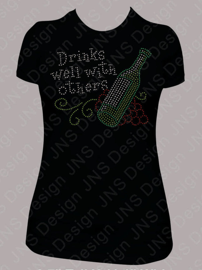 Wine T-shirt - Drinks Well With Others