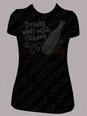 Wine T-shirt - Drinks Well With Others