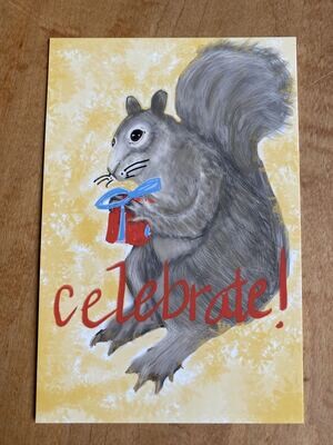 Celebrate With Squirrels Postcard