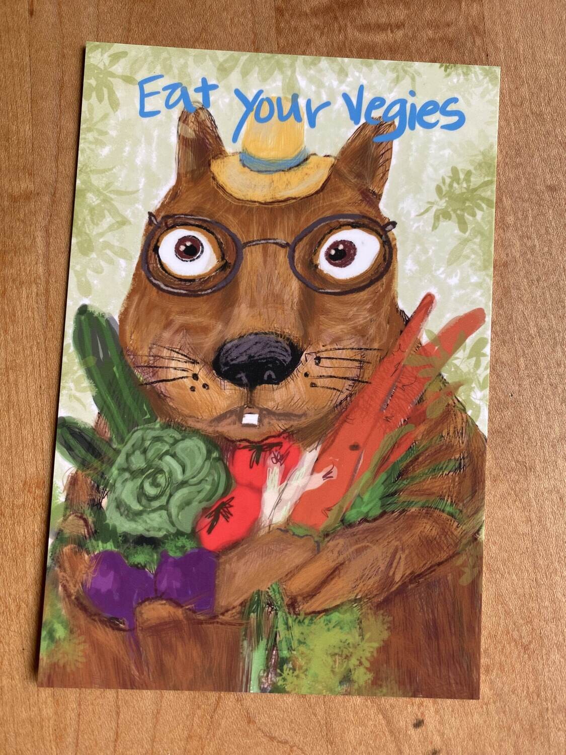 Eat Your Vegies Postcard -Good Advice Series