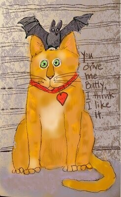 You Drive Me Batty Cat Postcard