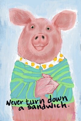 Sandwich Pig Postcard