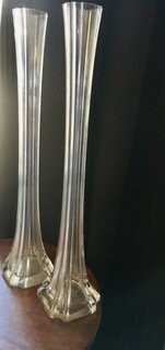 Paire Vases soliflore ancien verre moulé vintage