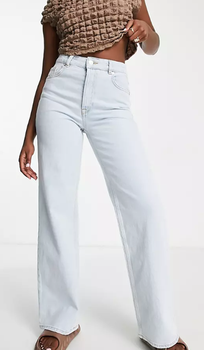 Wide Leg Jeans in Light Blue Wash