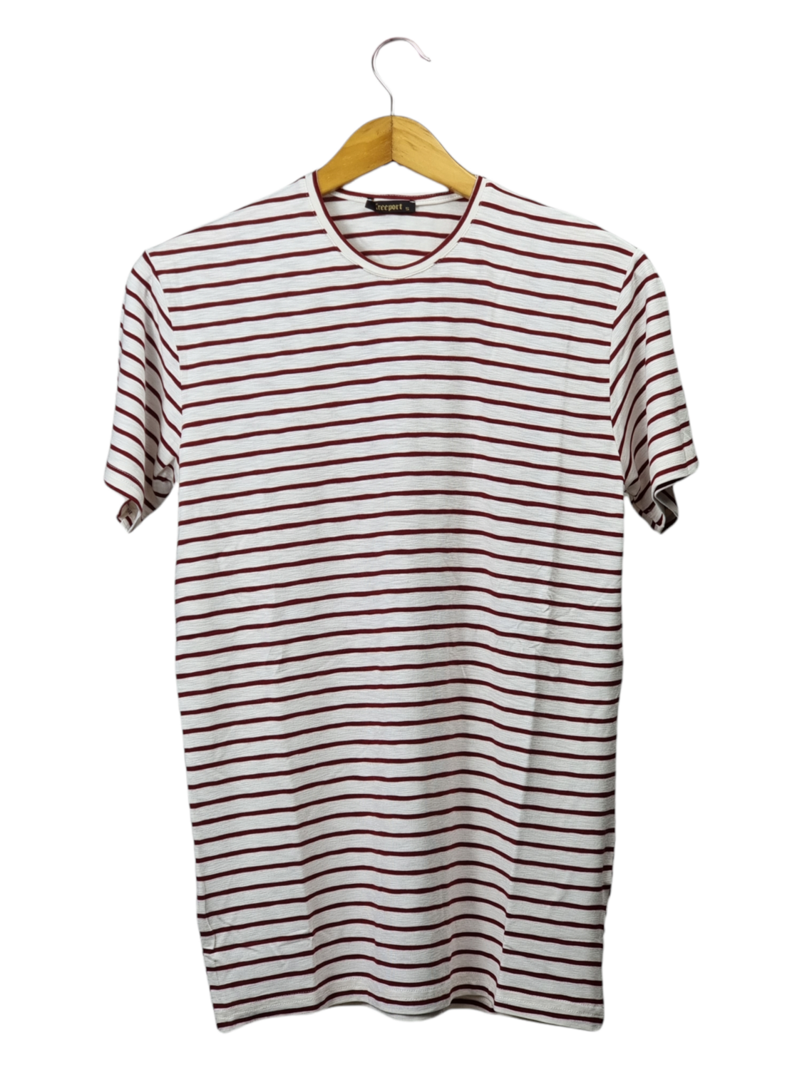 Red and cream color striped T-shirt