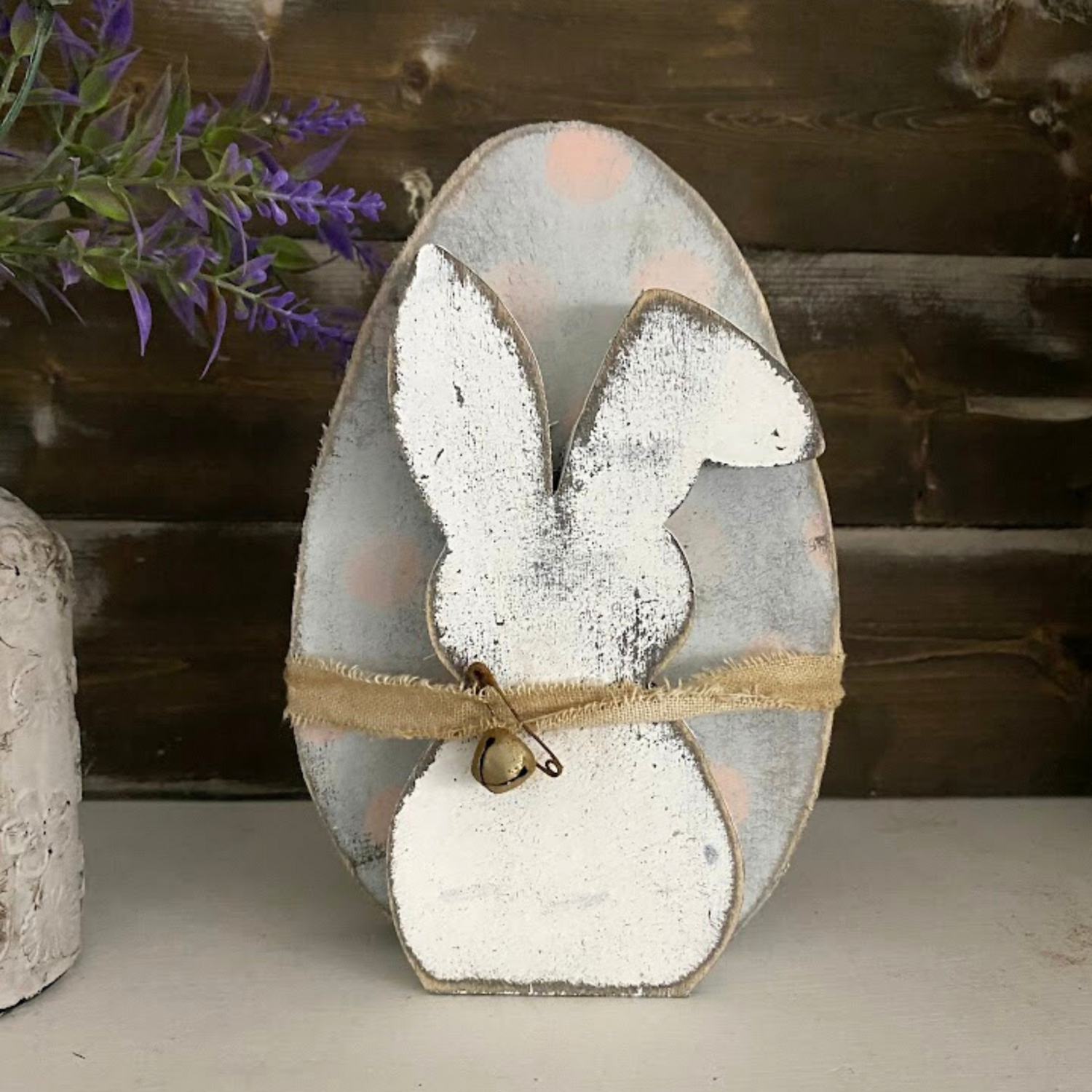 Primitive Wood Bunny with Egg, Primitive Easter Bunny, Primitive Wood Egg, Farmhouse Easter Decor, Primitive Easter Decor