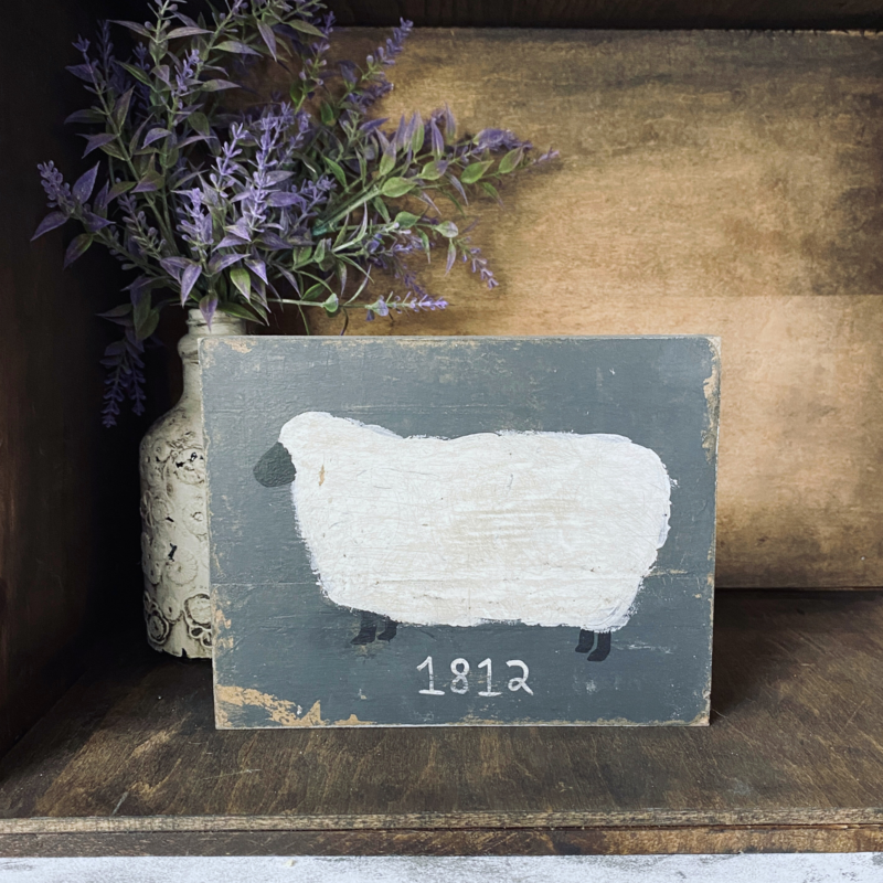 Primitive Wool Sheep Painting