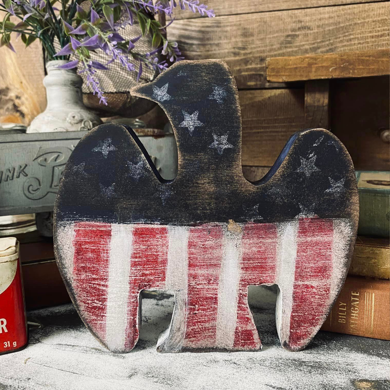 Primitive Fourth of July Eagle, Wooden Independence Eagle Home Decor Farmhouse 4th of July Patriotic Home Decor