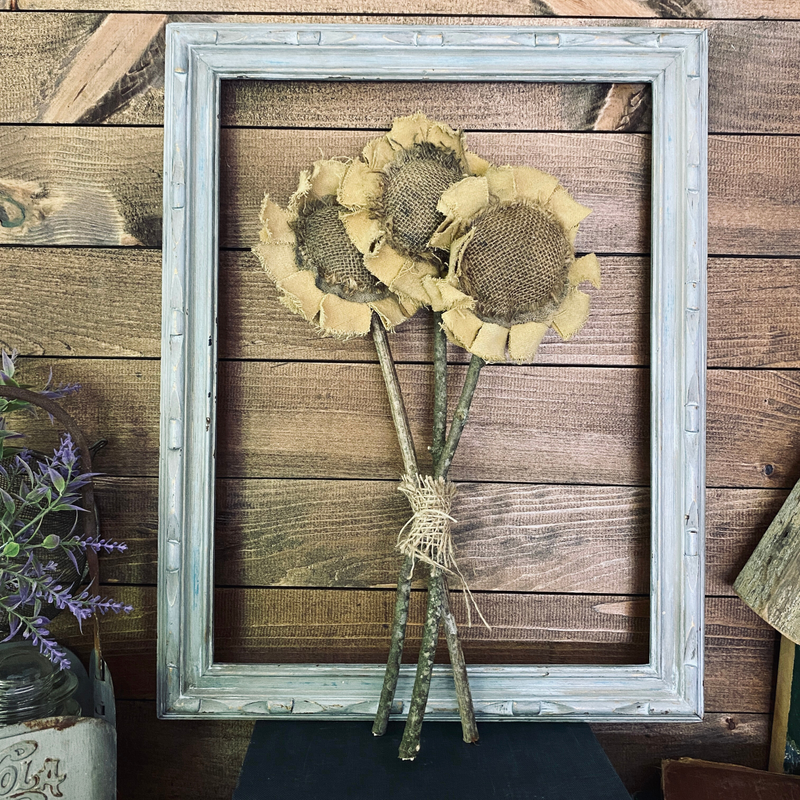 Primitive Sunflowers Farmhouse Summer Fabric Flowers Fall Yellow Sunflowers