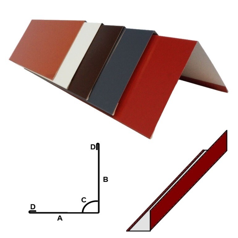 2m Winkelblech mit Umschlag /Falz Aluminium 0,7mm BEIDSEITIG farbig