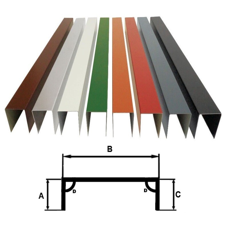 2m U-Profil / Abdeckprofil Aluminium 0,7mm BEIDSEITIG farbig