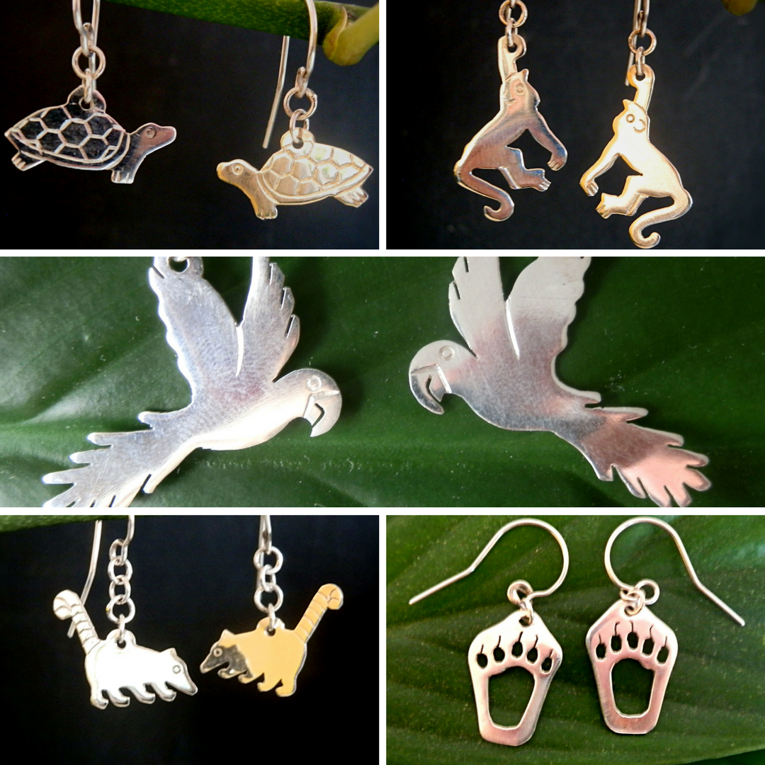 Handmade Silver Animal Earrings / Aretes en Plata Hechos a Mano