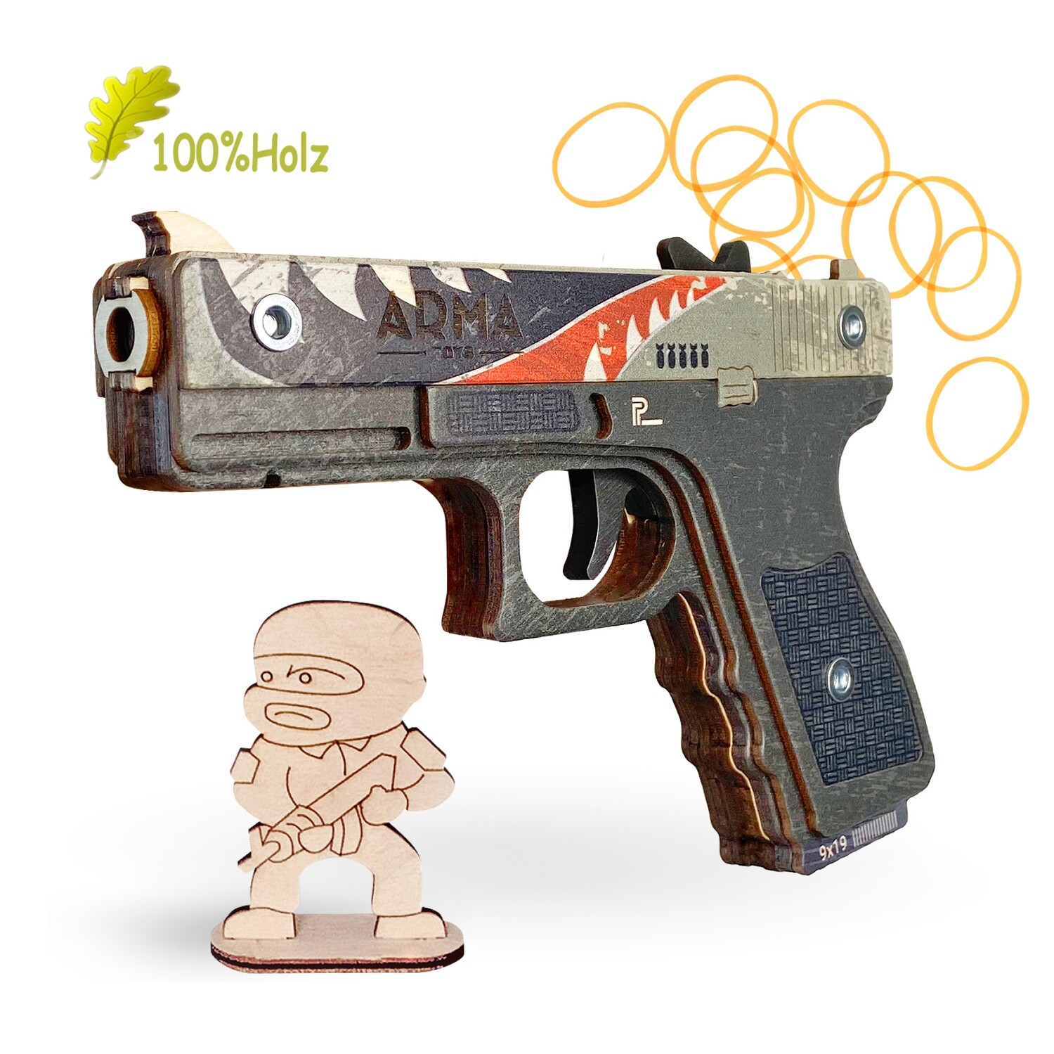 Arma Toys Glock Falke Gummibandpistole Kinderpistole Counter-Strike Holz Pistole 