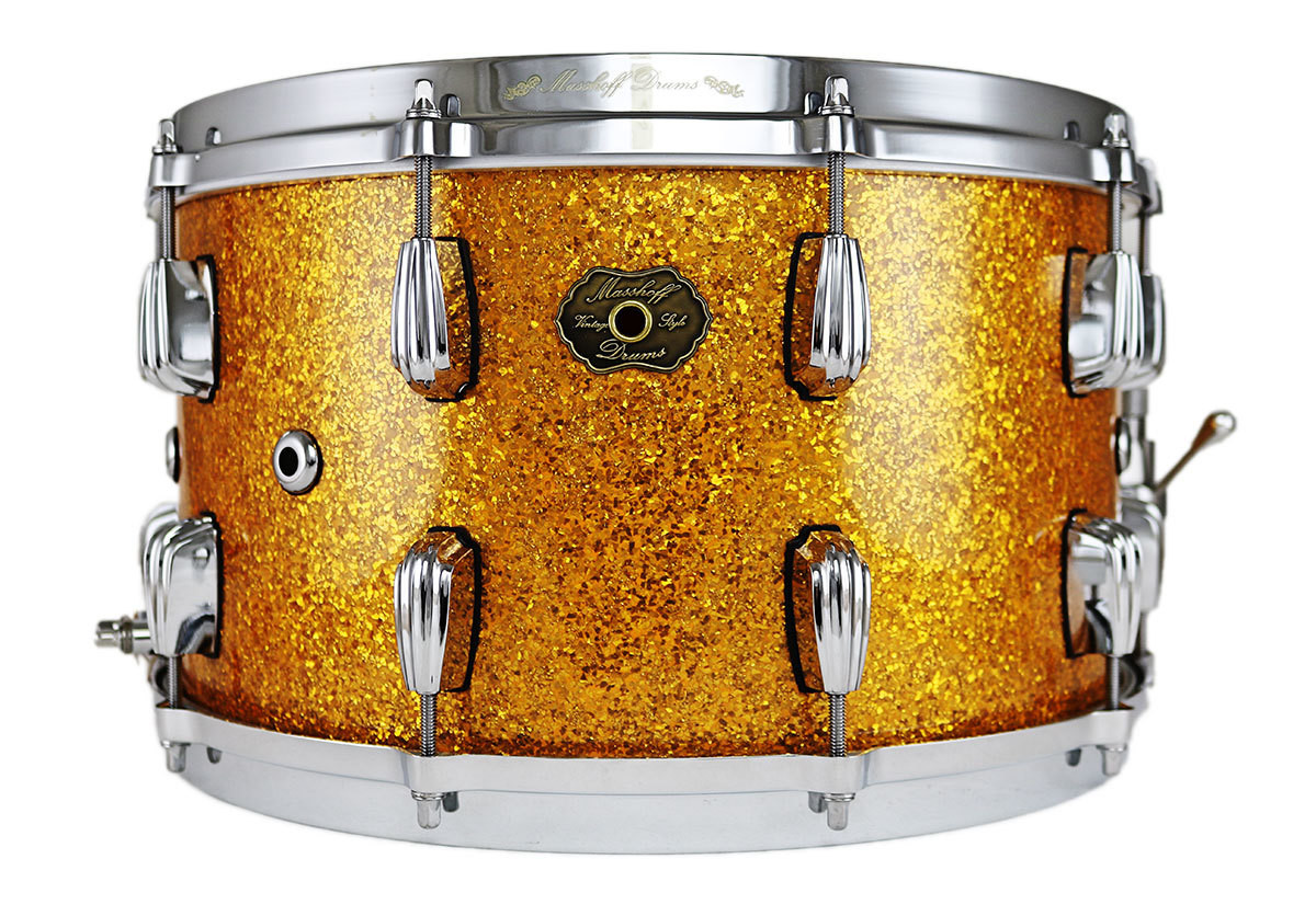 Z___Prototype - Masshoff Drums 14"x 08" Premium Snare Drum "Big Chief Steel / Gold Sparkle"