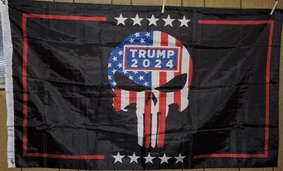 Trump RWB Skull Flag