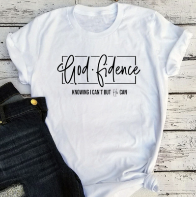 God Fidence Knowing I Can't But He Can Shirt Christian Tee