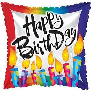 17" Happy Birthday Polka Dot candles Foil Balloons