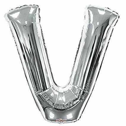 34&quot; Silver Foil Letter &quot;V&quot; Balloon