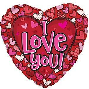 17" I LOVE YOU PATTERNED HEART Foil Balloon