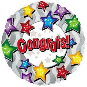 17&quot; Foil Balloon - Congrats  Stars