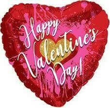 17" Happy Valentine's Day Gold Heart Foil Balloon
