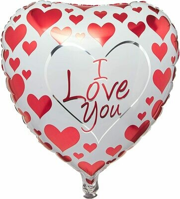 17" I LOVE YOU SIMPLE RED HEARTS Foil Balloon
