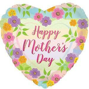 17" Happy Mother' Day Floral Stripes Foil Balloon