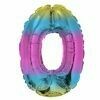40" Rainbow Foil Number "0" Balloon