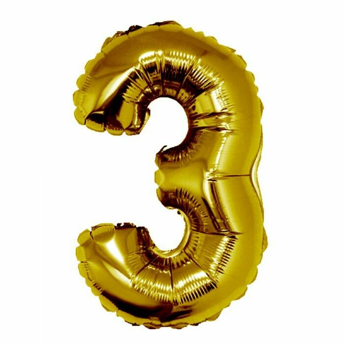 40&quot; Gold Foil Number &quot;3&quot; Balloon