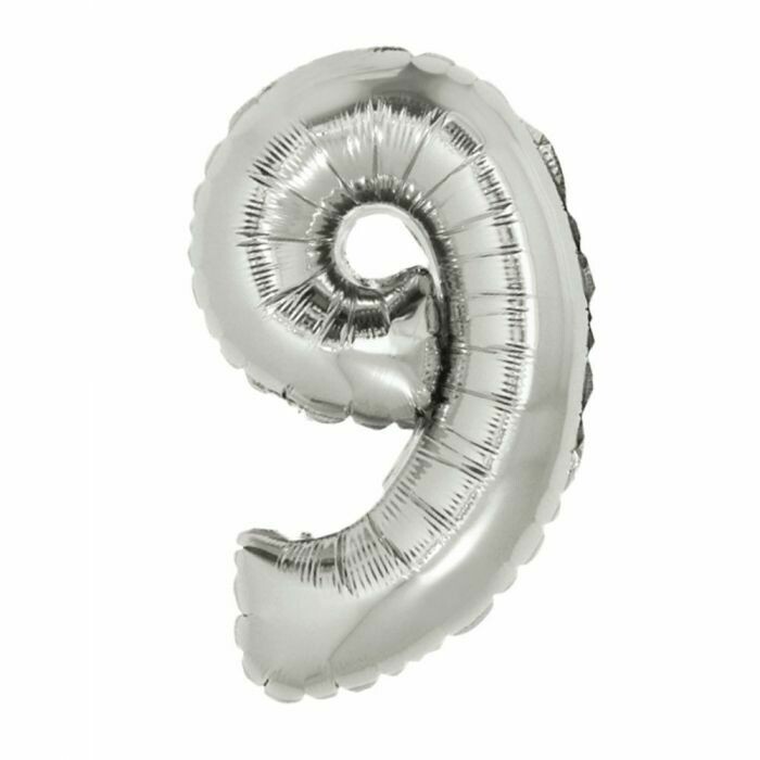 40&quot; Silver Foil Number &quot;9&quot; Balloon