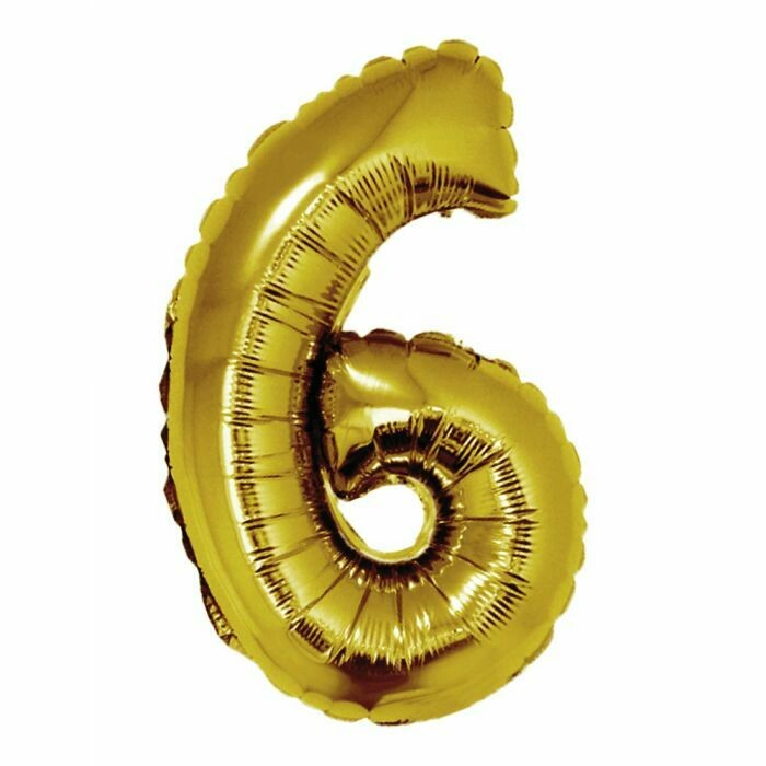 40&quot; Gold Foil Number &quot;6&quot; Balloon