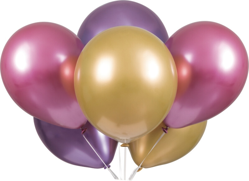 11&quot; Platinum Assortment of Pink, Purple &amp; Gold Balloon (6 per bag)