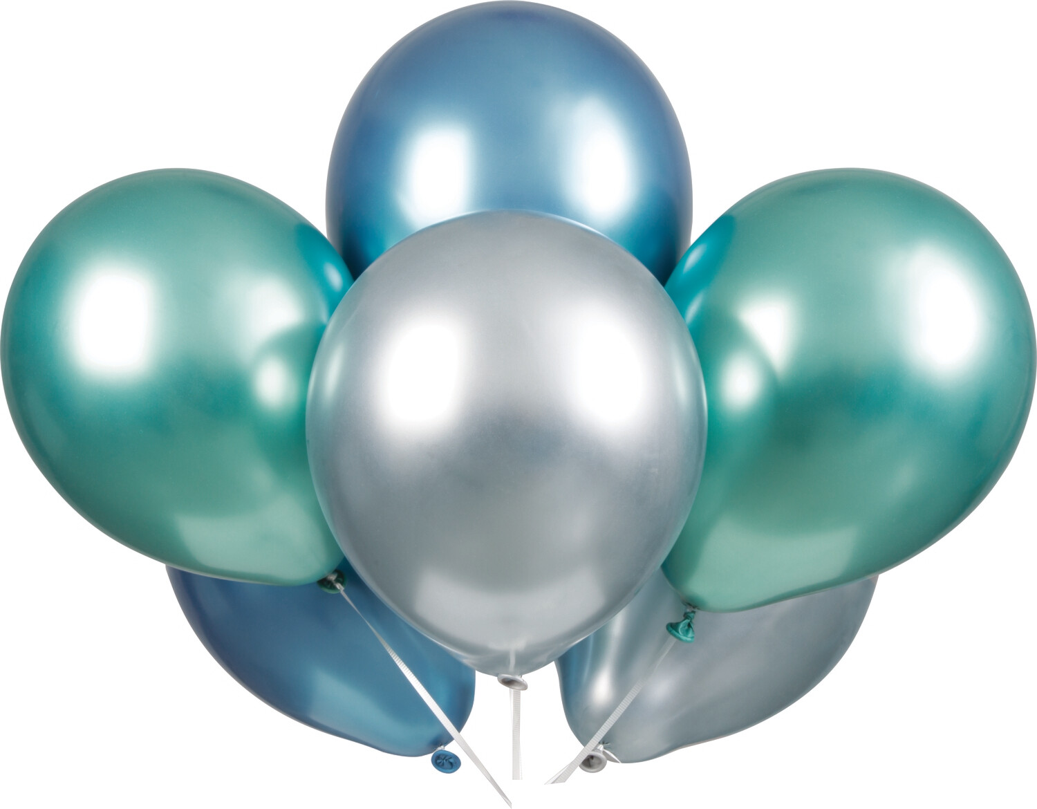 11" Platinum Assortment of Blue, Green & Silver Balloon (6 per bag)