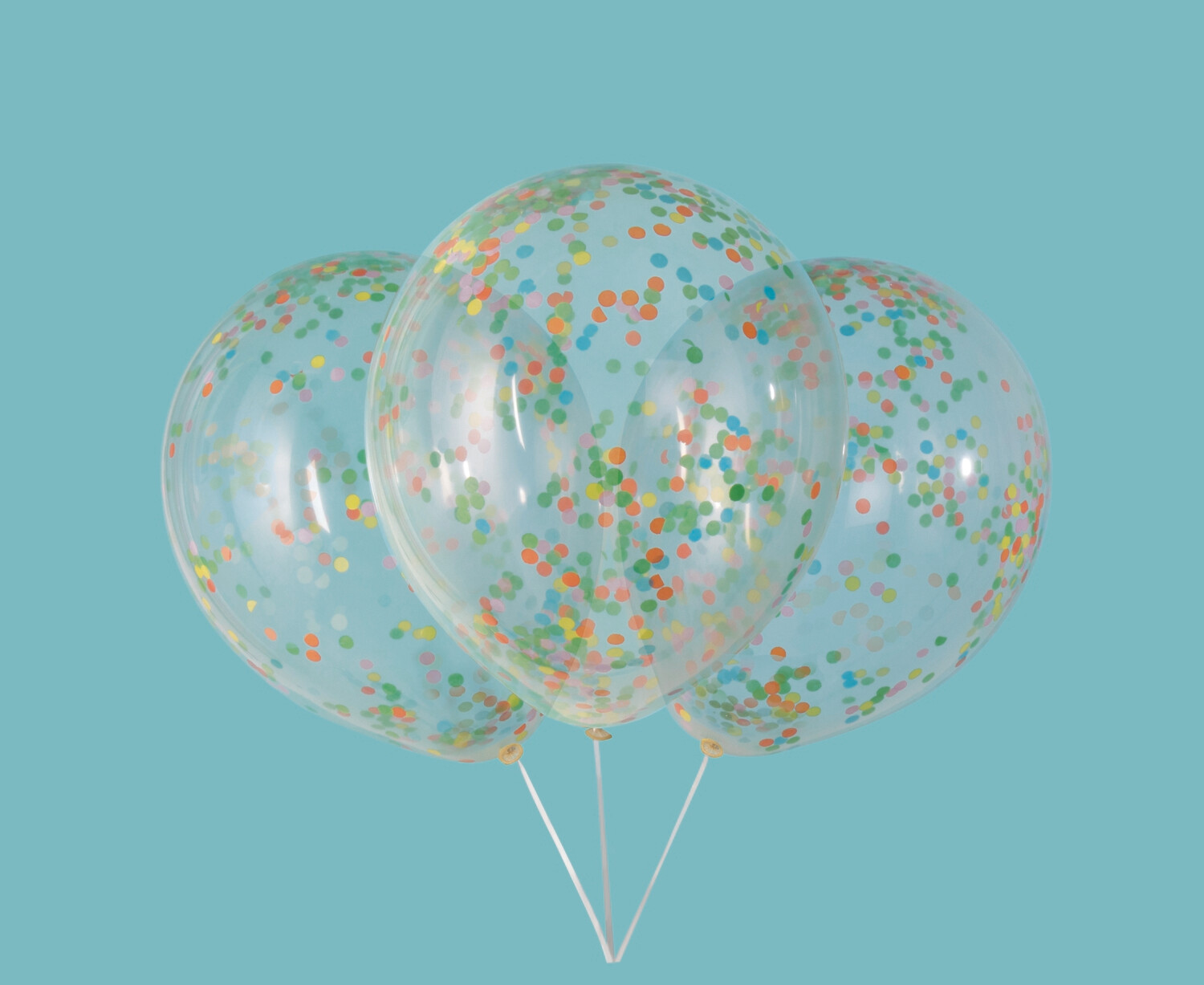 12" Clear Balloons with Multi Colored Confetti (6 balloons per bag)