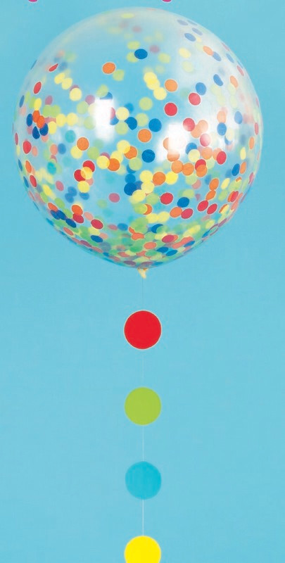 24&quot; Clear Balloons with Rainbow Colored Confetti and Balloon Tail (1 balloon per bag)