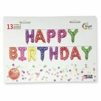 16 16" Air Filled Happy Birthday Letters in Hearts and Multi Colored Foil Balloons