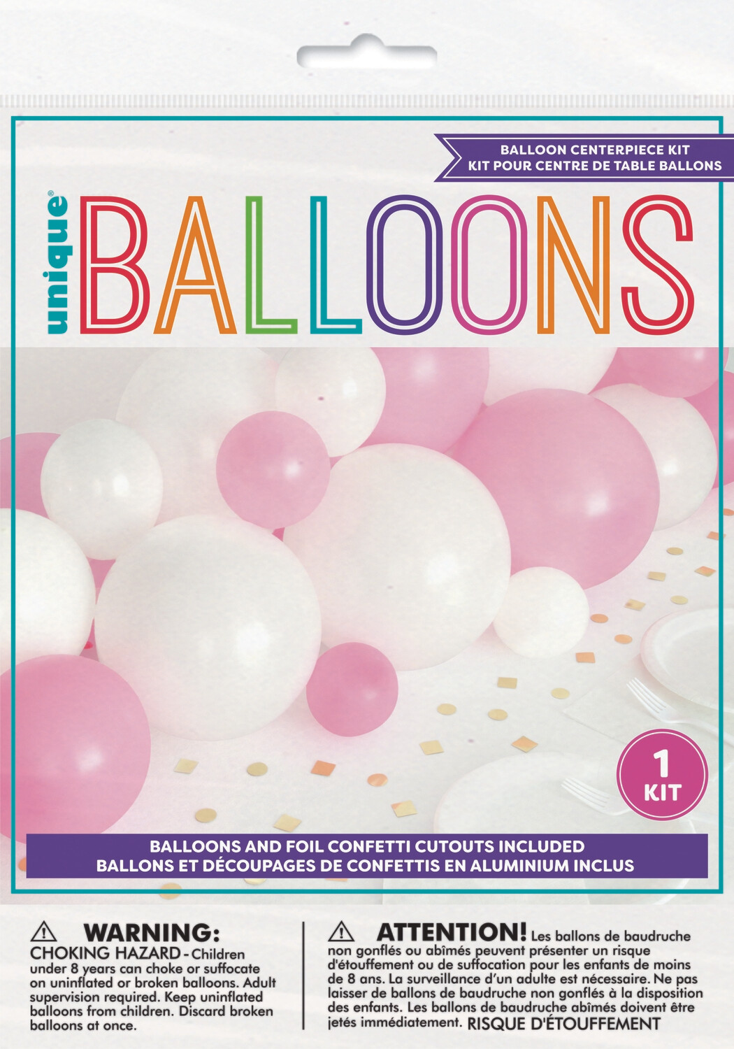 Pink Balloon Centerpiece Kit with Foil Confetti